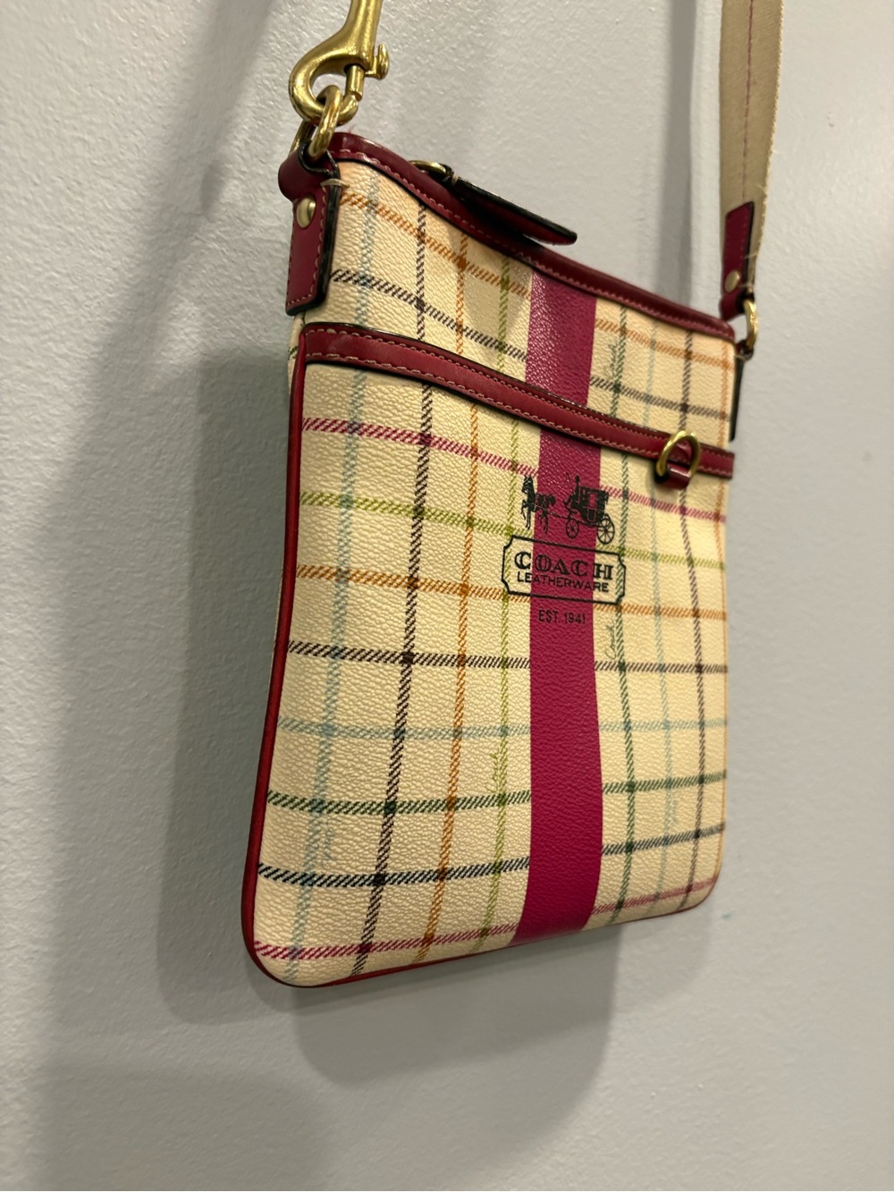 Authentic Coach Poppy Tartan Plaid Crossbody Swingpack Bag - Picture 5 of 15